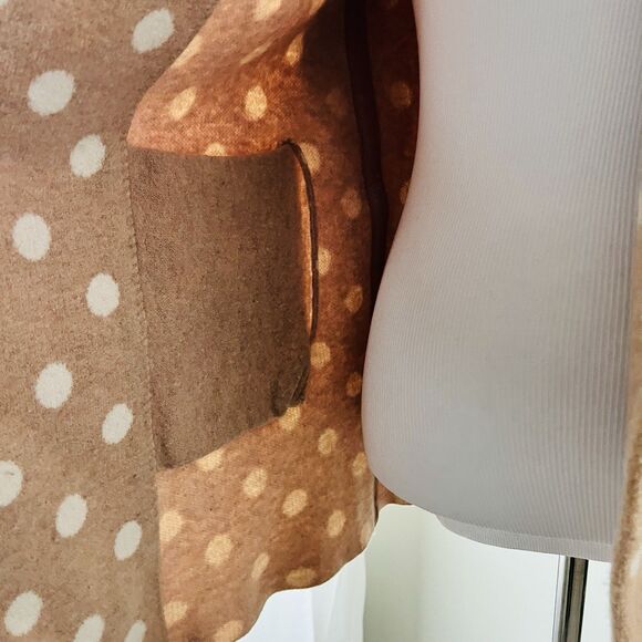 Anthropologie Field & Flower 100% Wool Polka Dot Brown & White Soft Sweater -Med - Picture 6 of 11